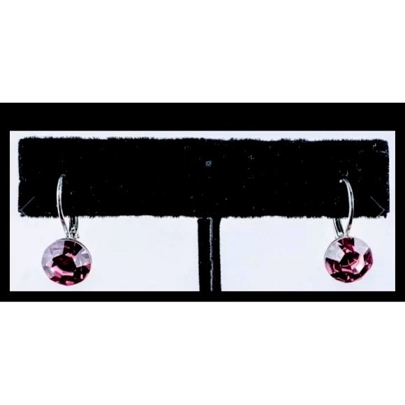925 Sterling Silver Earrings With Aprox 4ct Swarovski Éléments Pink Quartz - Picture 1 of 2